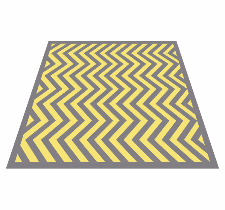 Striped vinyl rug in yellow and grey chevron - TenStickers