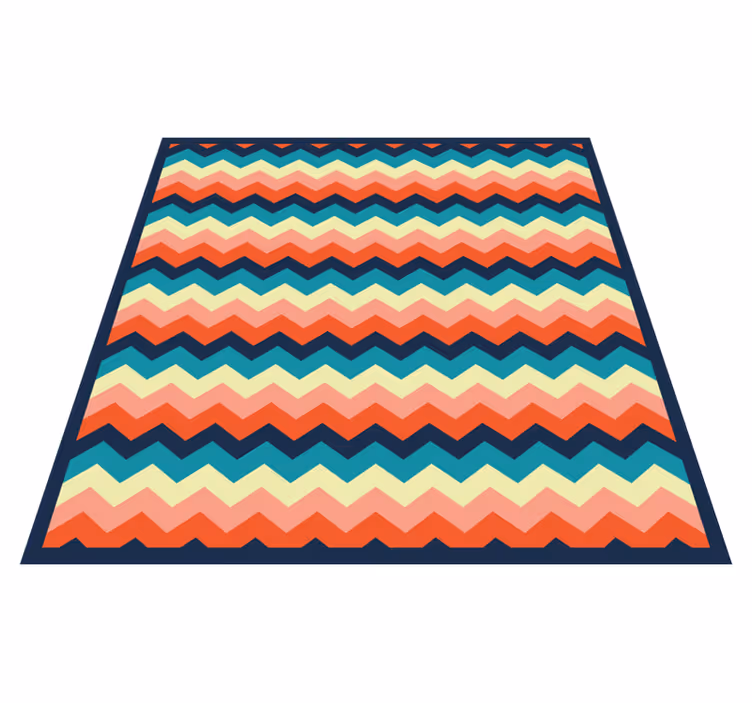 Striped vinyl rug with vibrant chevron design - TenStickers