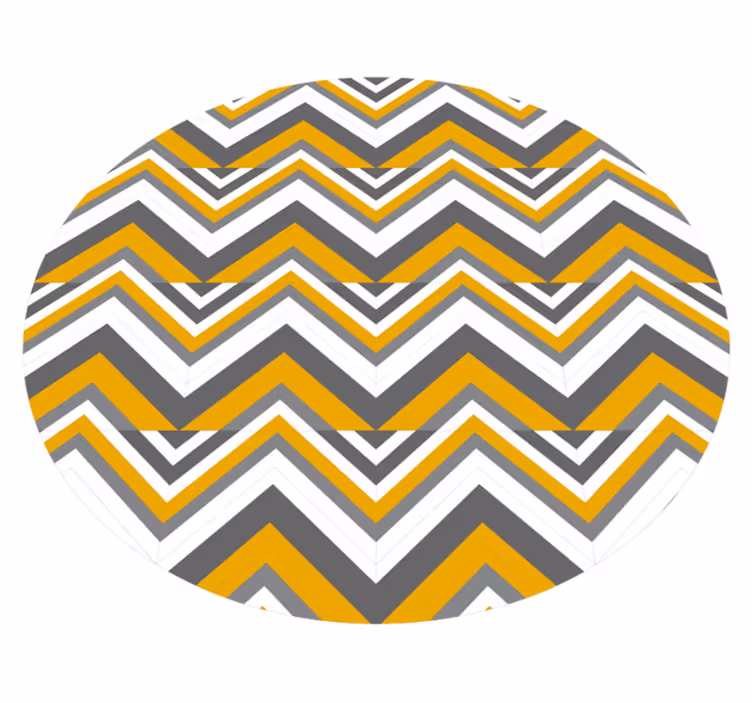 Yellow grey and white zig zag circular rug - TenStickers
