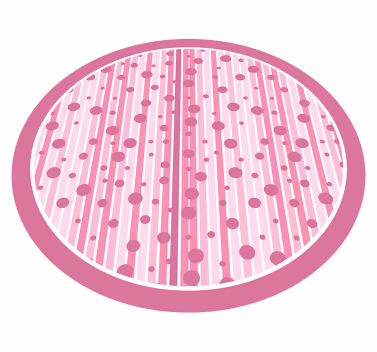 Pink striped dots nursery vinyl rug - TenStickers