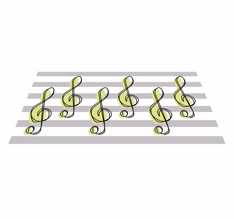Musical Notes Pattern striped vinyl rug - TenStickers