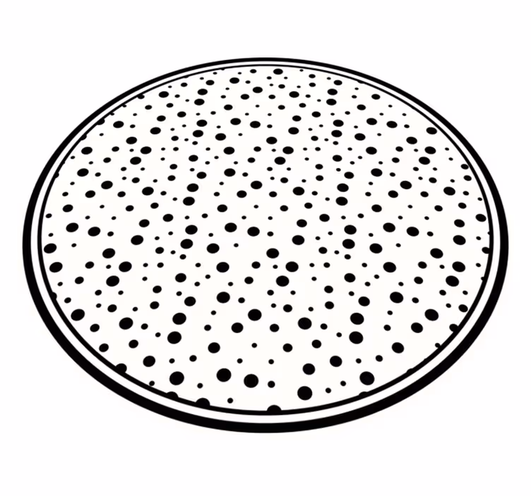 Black polka dots on white circular rug - TenStickers