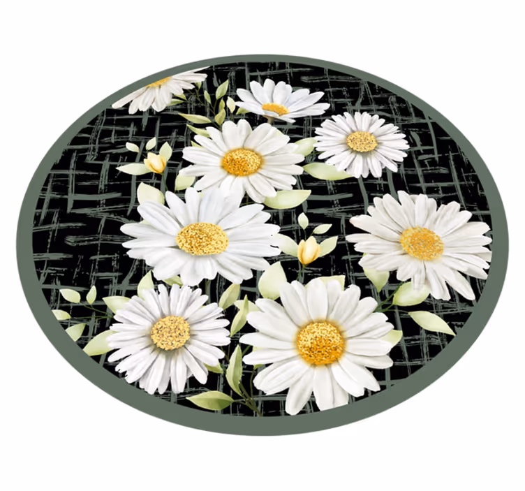 Realistic daisies on stripe pattern floral rug - TenStickers