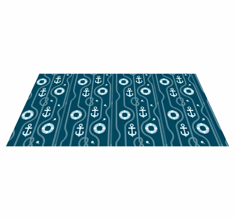 Blue nautical anchor bathroom vinyl rug - TenStickers