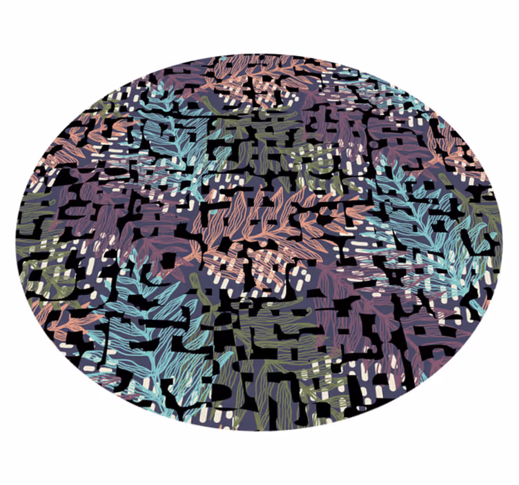 Leafy botanical elements floral vinyl rug - TenStickers