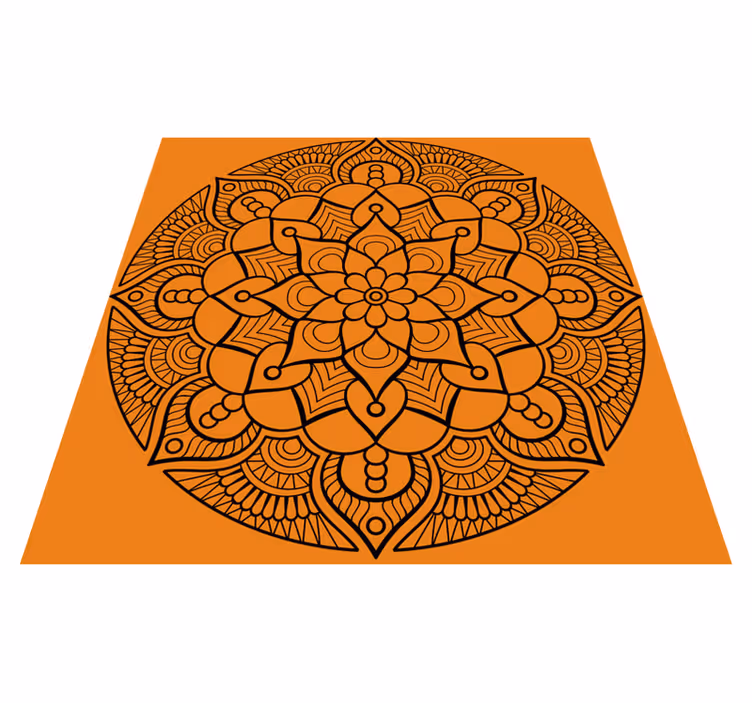 Mandala vinyl rug in orange mandala pattern - TenStickers
