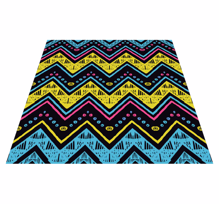 Vibrant Chevron Pattern geometric vinyl rug - TenStickers