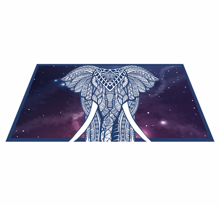 Intricate Elephant Artwork custom vinyl rug - TenStickers