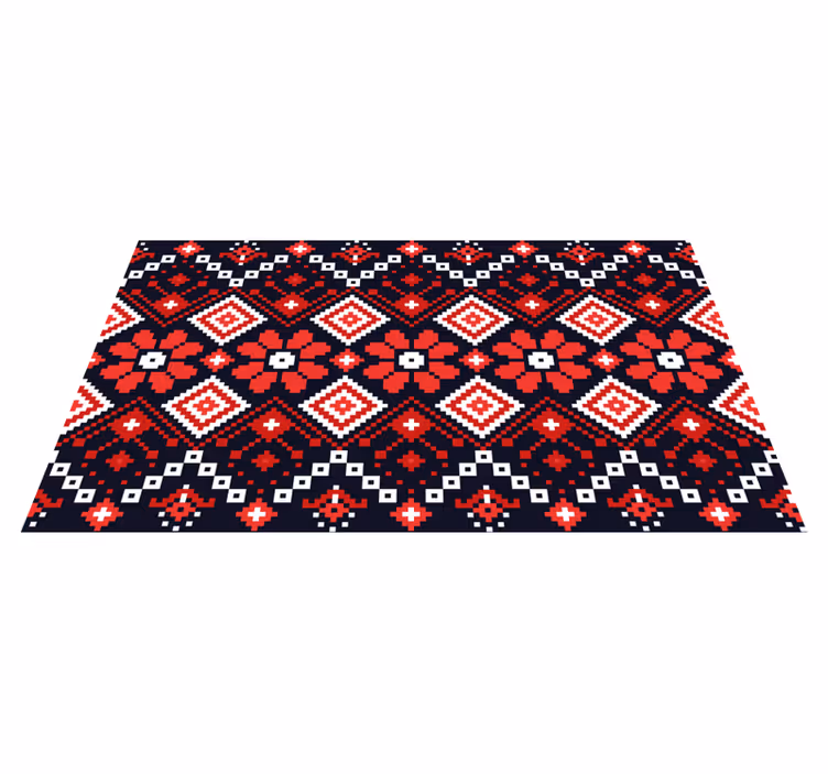 Traditional Floral Pattern world map vinyl rug - TenStickers