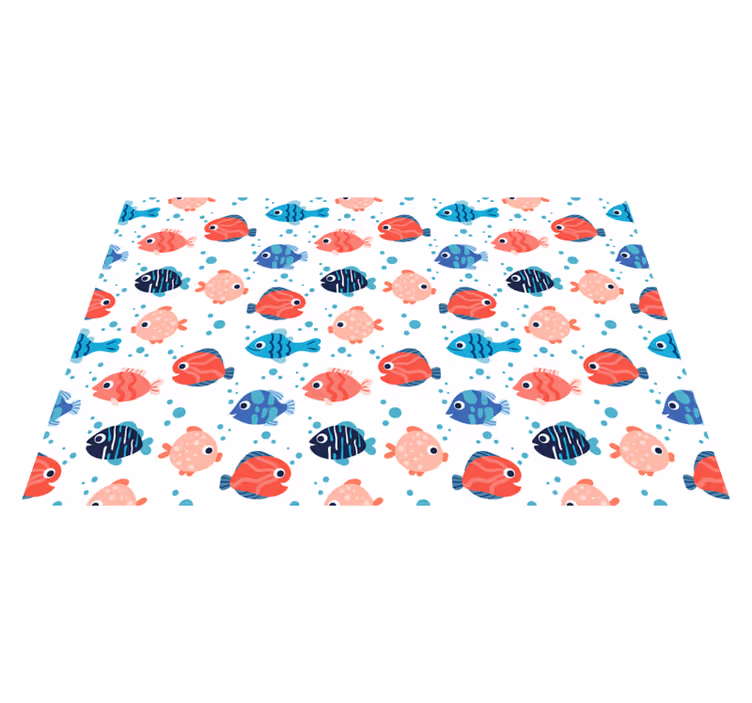 Vibrant Fish Motifs kids vinyl rug - TenStickers