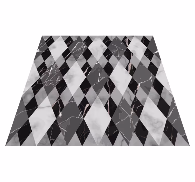 Black and white marble squares tile carpet - TenStickers