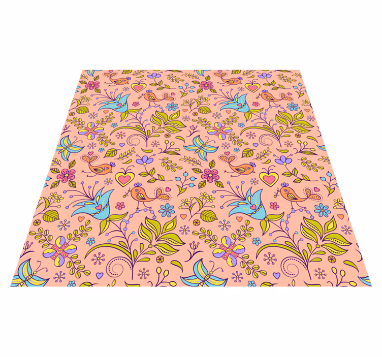 Floral spring motif floral vinyl rug - TenStickers