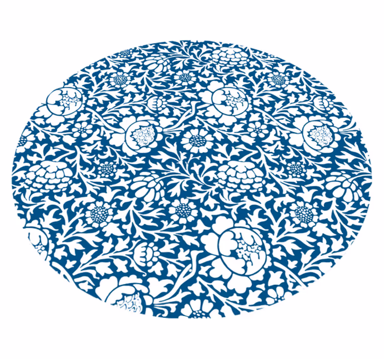 Marine blue flora circular rug - TenStickers