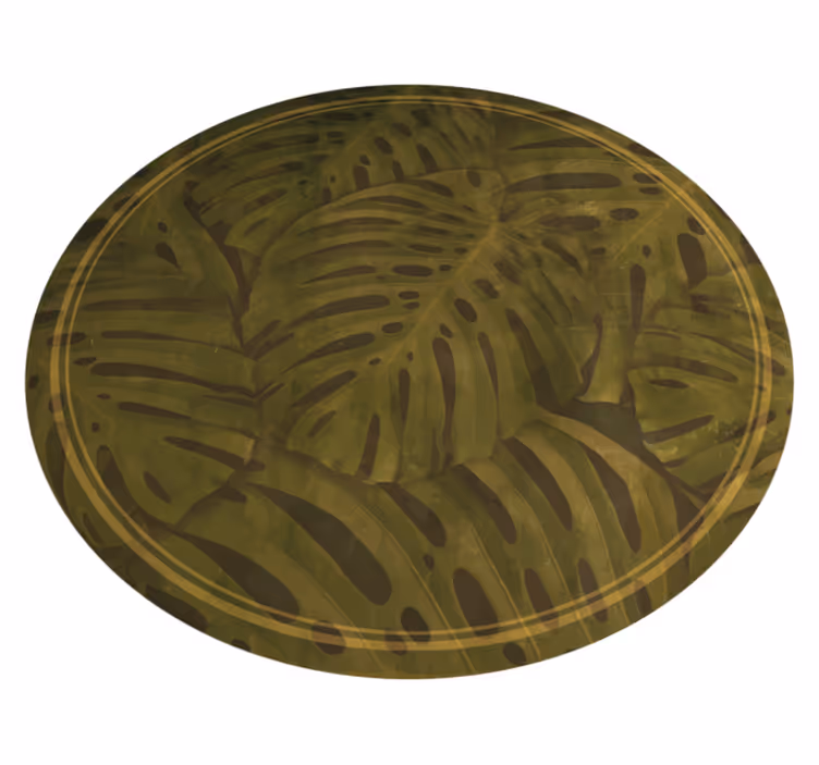 Tropical leaf print floral vinyl rug - TenStickers