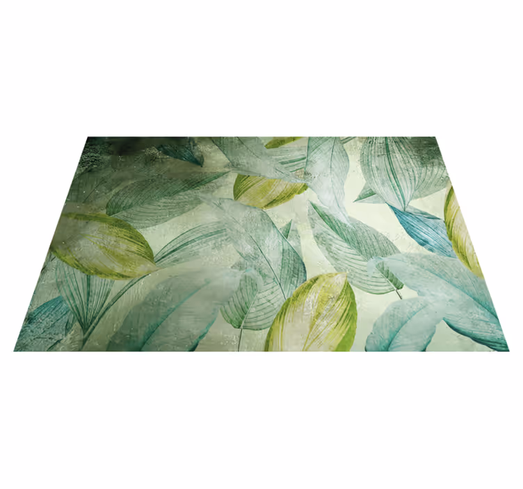 Green leaves tropical mixed pattern floral rug - TenStickers