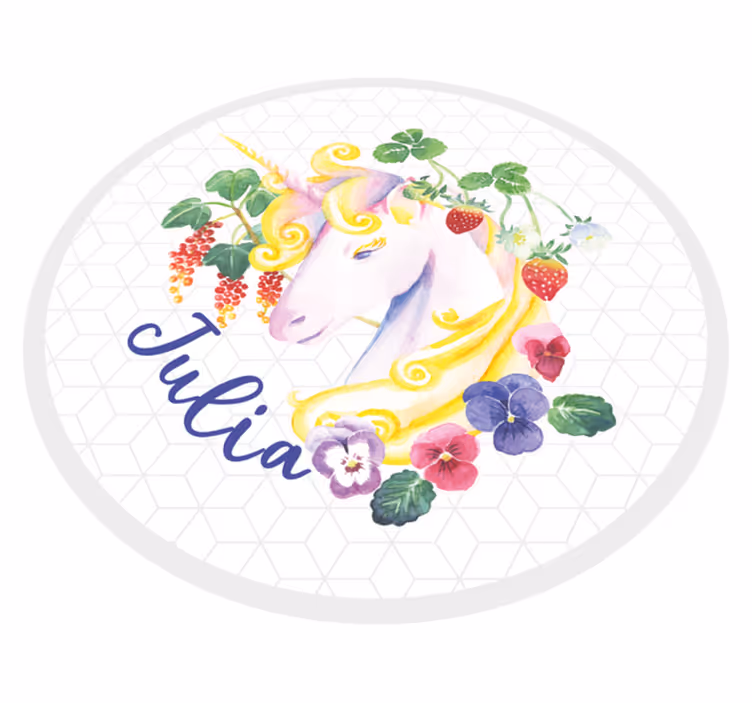 Custom unicorn blossom teen vinyl rug - TenStickers