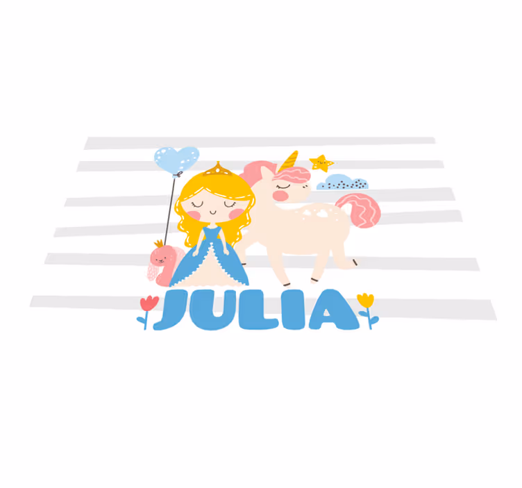Custom unicorn and princess kids vinyl rug - TenStickers