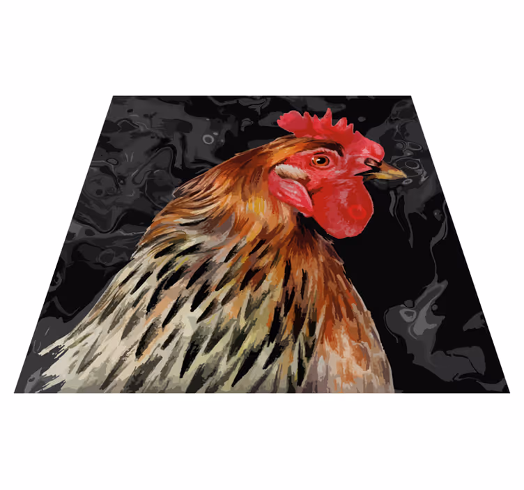 Colorful Rooster Head animal print vinyl rug - TenStickers