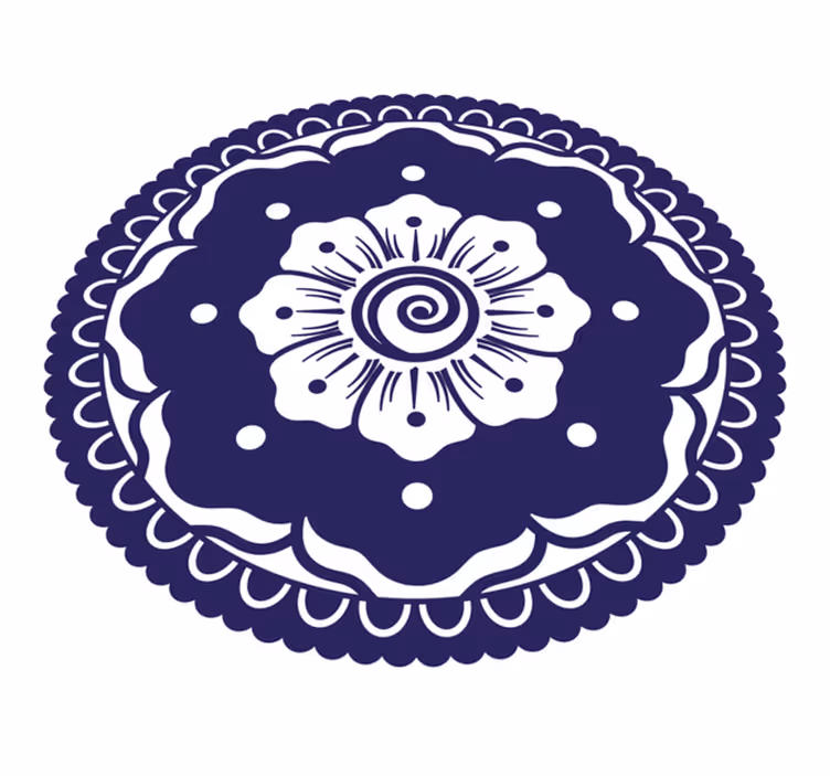 Navy Floral Arrangement mandala vinyl rug - TenStickers