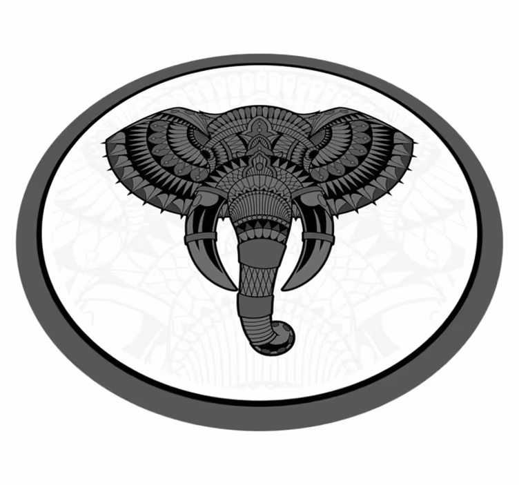 Elephant grey mandala animal vinyl rug - TenStickers