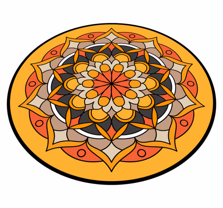 Orange mandala with flower mandala vinyl rug - TenStickers