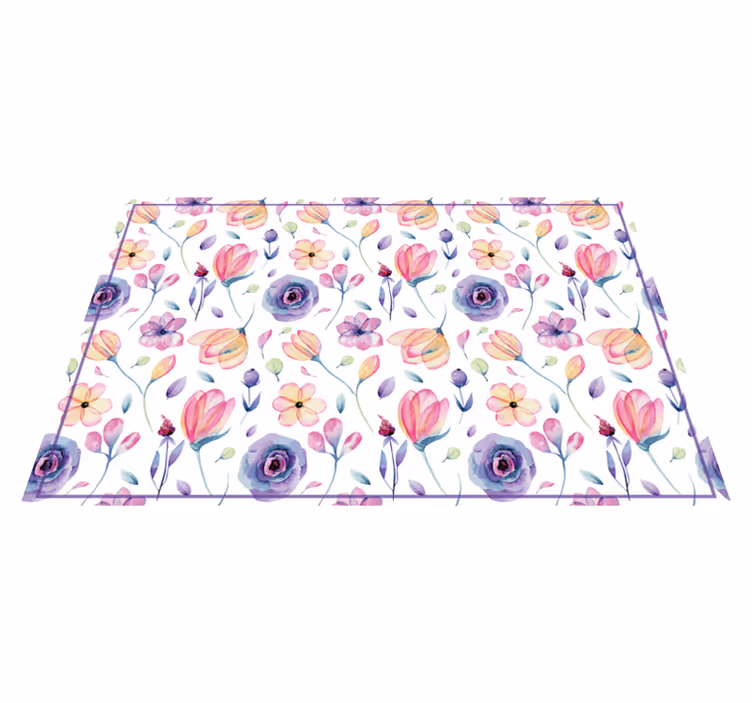 Floral vinyl rug in floral watercolor pattern - TenStickers