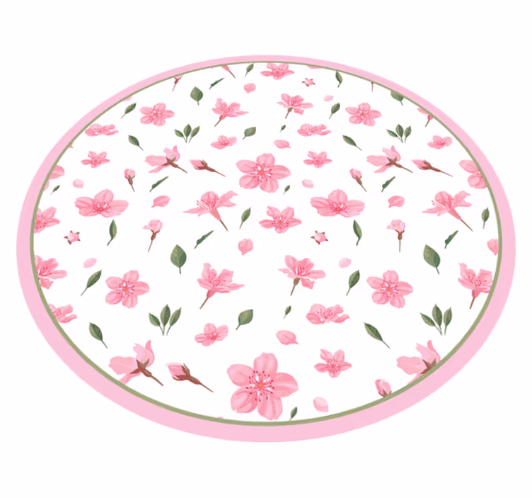 Blooming Roseate Botanic floral vinyl rug - TenStickers