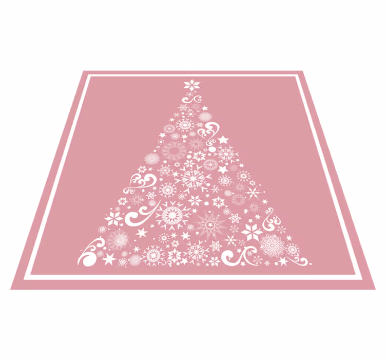 Festive tree on pink Christmas vinyl rug - TenStickers