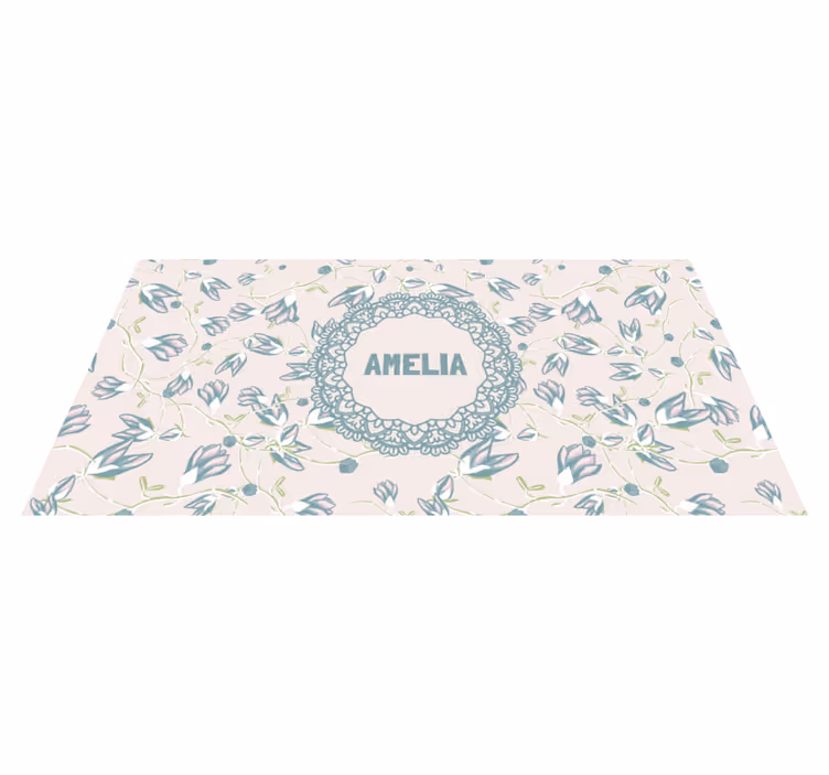 Floral design with name bedroom vinyl rug - TenStickers