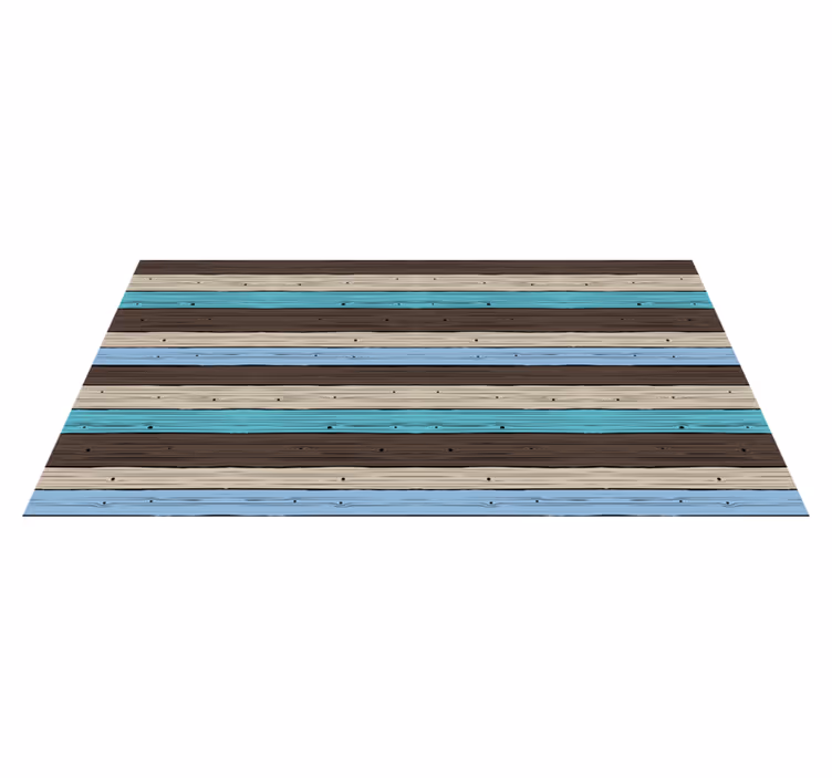 Blue and brown stripes wood effect vinyl rug - TenStickers