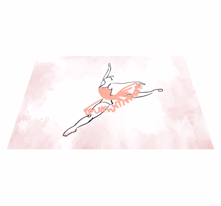 Ballerina dancing line art kids vinyl rug - TenStickers