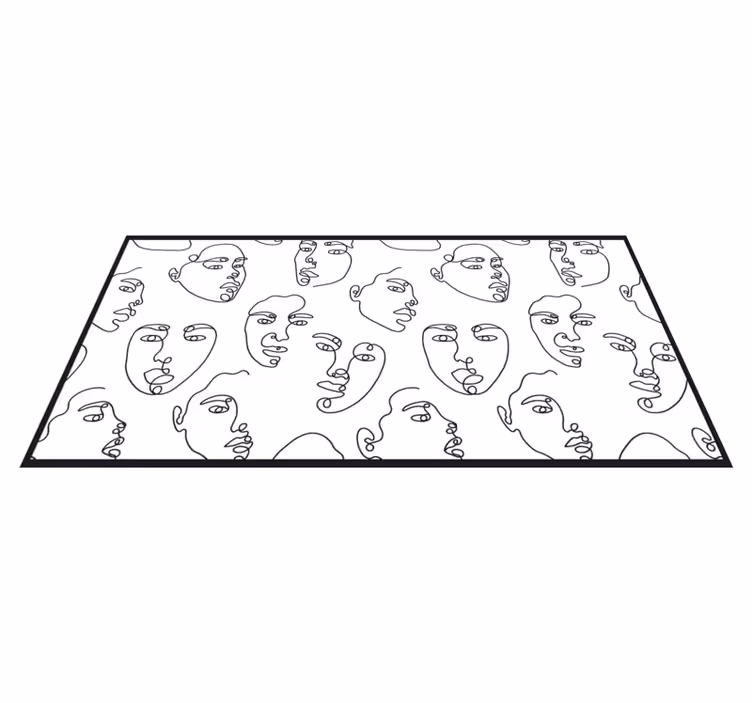 Line art faces pattern minimal rug - TenStickers