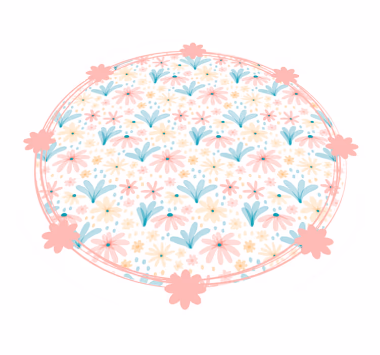 Gentle Bloom Motif floral vinyl rug - TenStickers