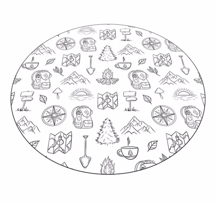 Camping Adventure Icons kids vinyl rug - TenStickers