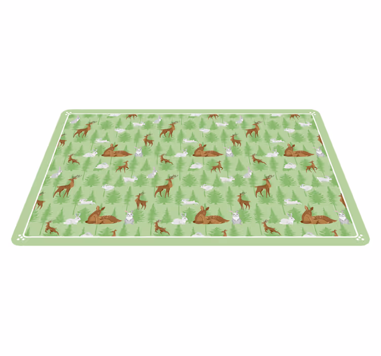 Green forest creatures animal vinyl rug - TenStickers