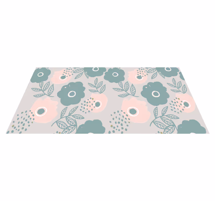 Floral leaf element floral vinyl rug - TenStickers