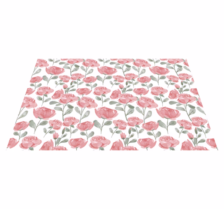 Poppies botanical motif floral vinyl rug - TenStickers