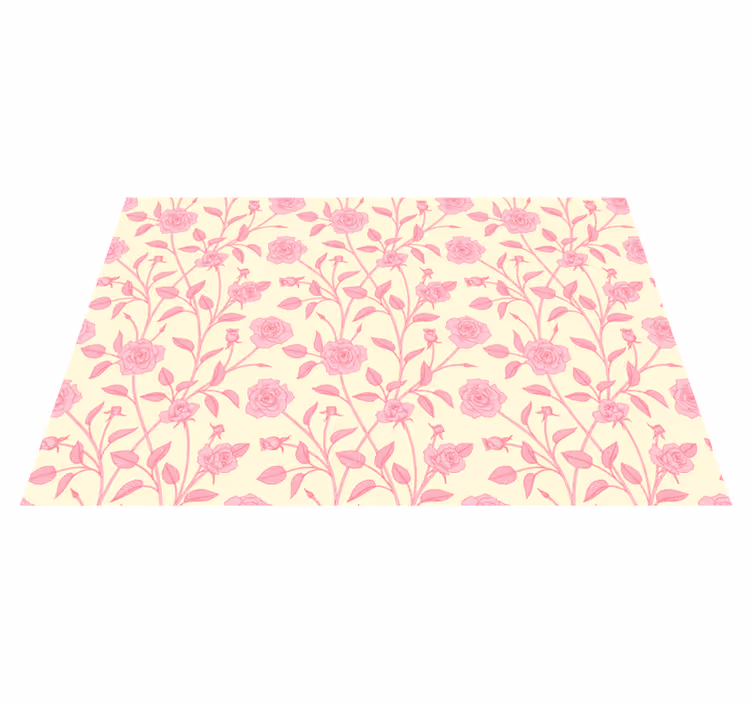Charming pink flora floral vinyl rug - TenStickers