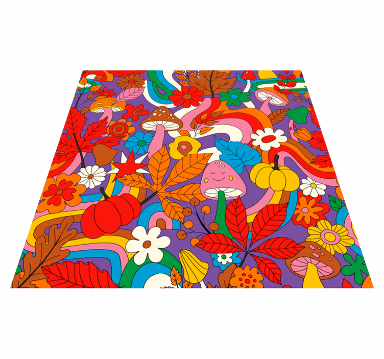 Vibrant botanical illustration floral vinyl rug - TenStickers