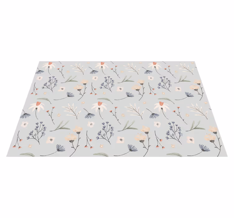 Floral leaf illustration floral vinyl rug - TenStickers