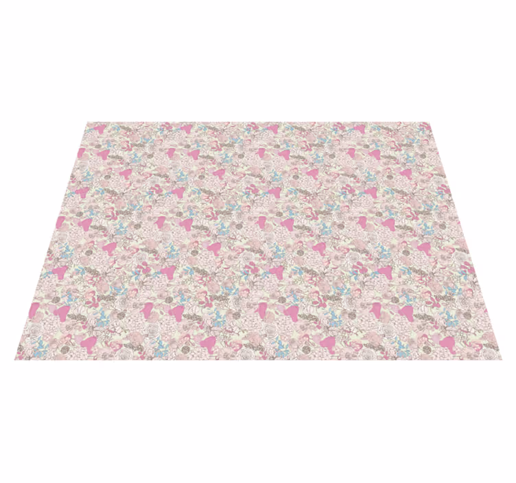 Floral Ice Cream Pattern floral vinyl rug - TenStickers