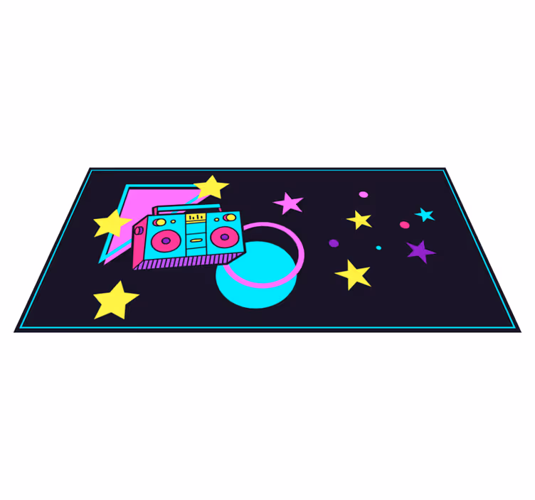Colorful Boombox Graphic vintage vinyl rug - TenStickers