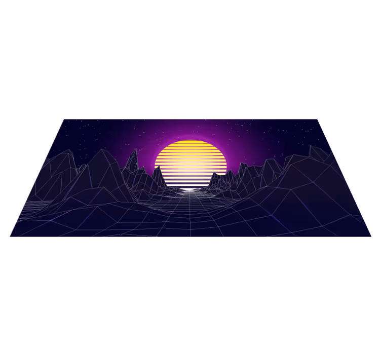 80s style mountains with the sun vintage rug - TenStickers