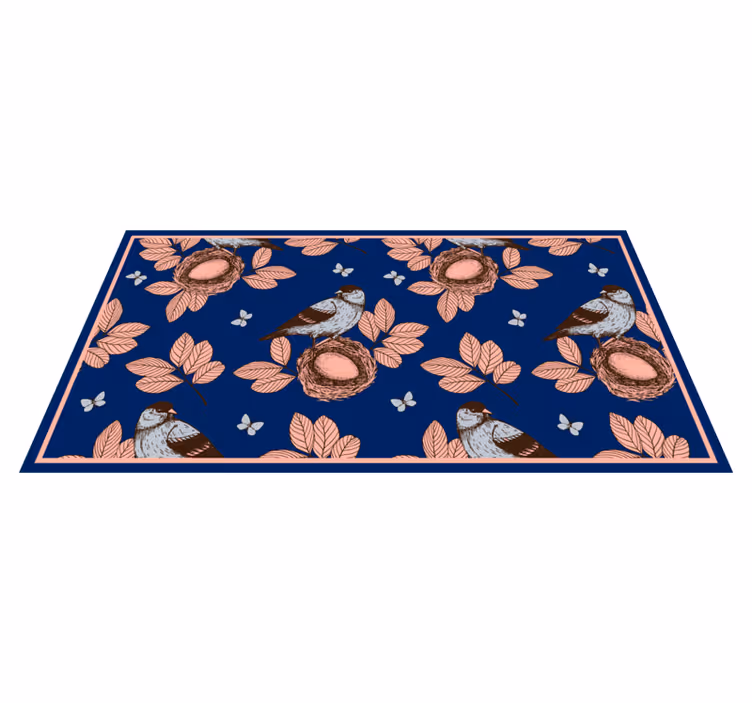 Bird Nest Botanical Motif animal vinyl rug - TenStickers