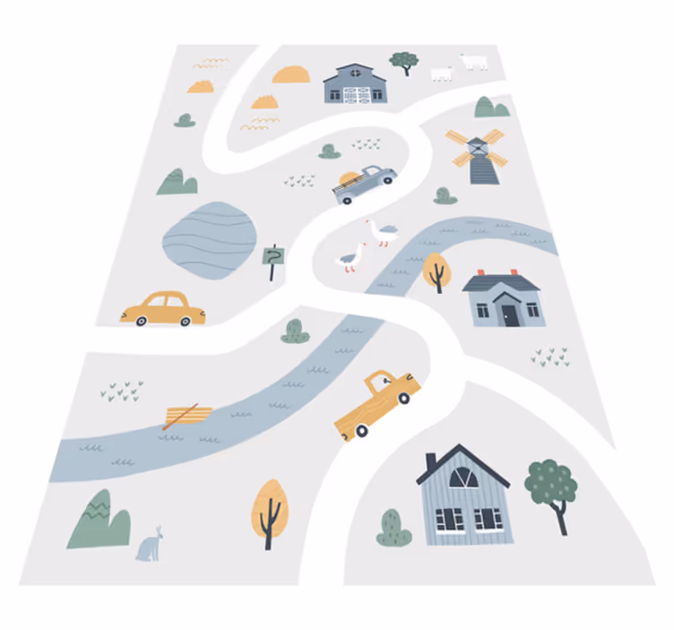Playful Roadway Design toy car mat - TenStickers