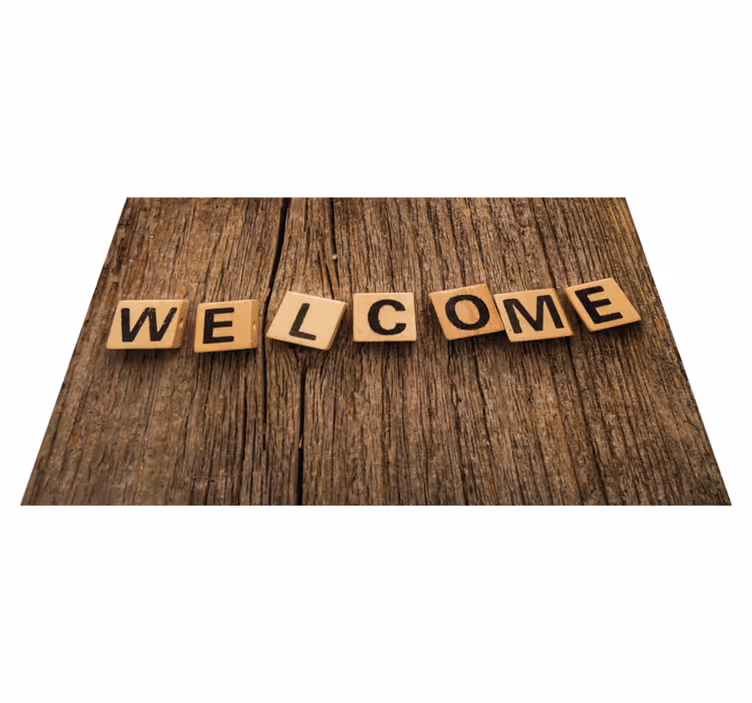 Wooden Alphabet Welcome custom rug - TenStickers