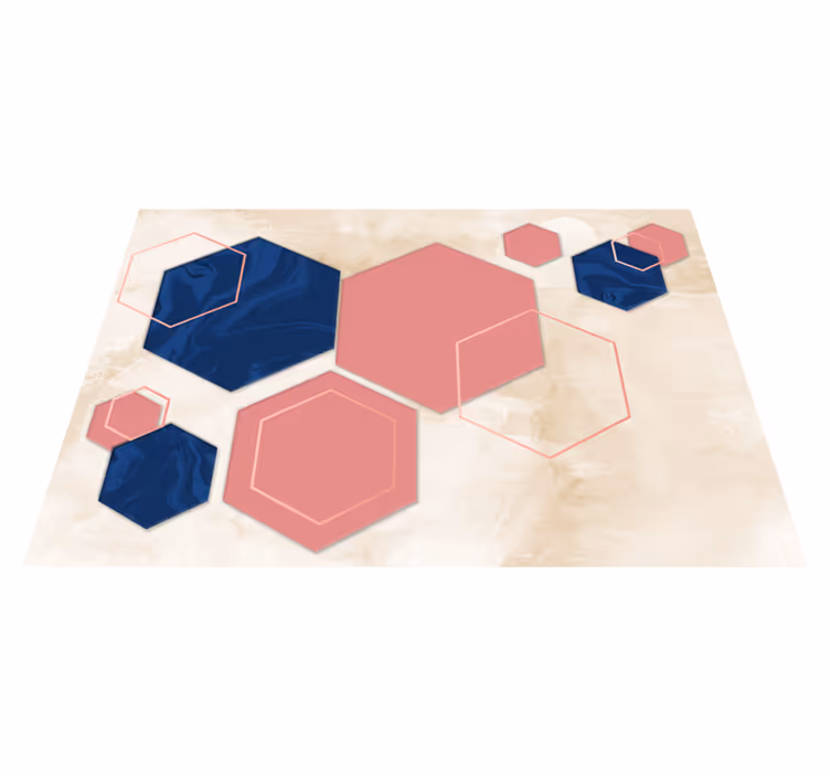 Abstract Hexagons geometric rug - TenStickers
