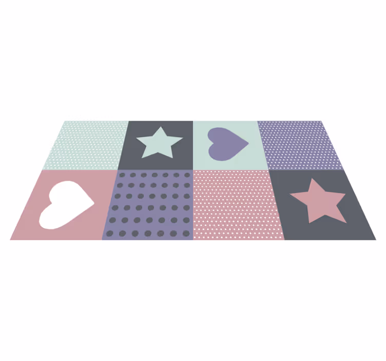 Patchwork Heart Star playroom carpet - TenStickers