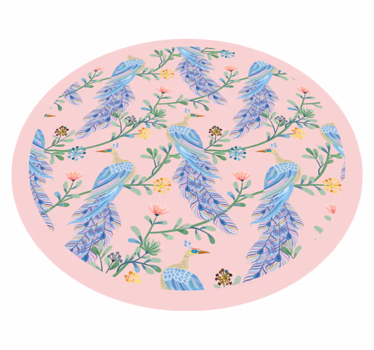 Feathered Botanicals floral vinyl rug - TenStickers