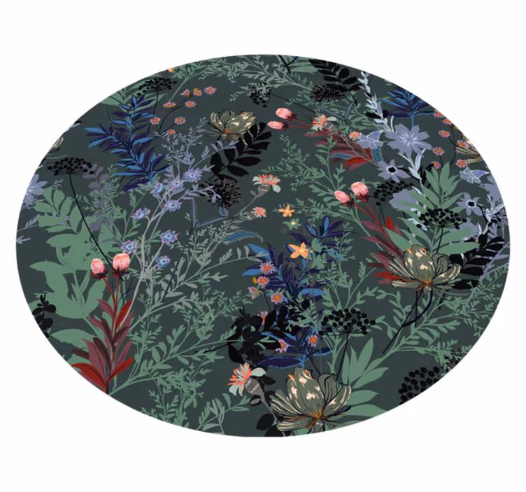Dark Leaves pattern floral rug - TenStickers